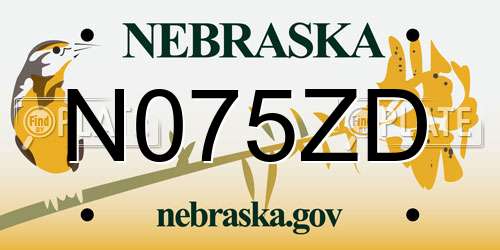 N075ZD Nebraska License Plate