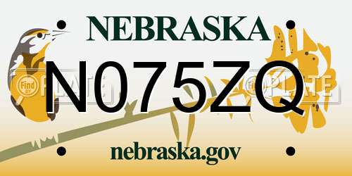 N075ZQ Nebraska License Plate