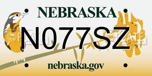 N077SZ Nebraska License Plate