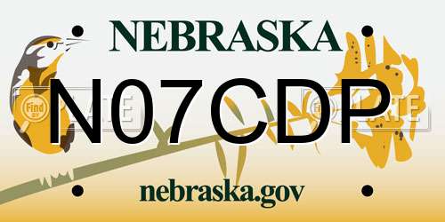 N07CDP Nebraska License Plate