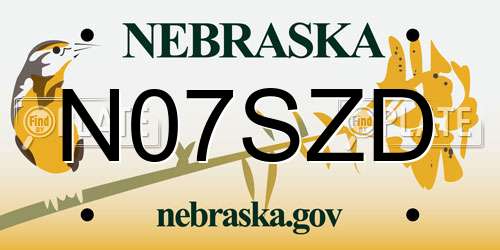 N07SZD Nebraska License Plate