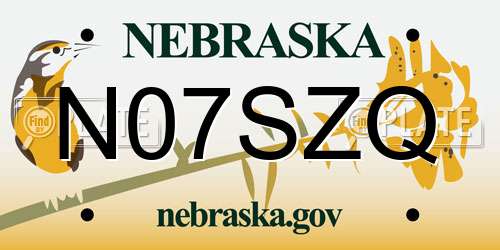 N07SZQ Nebraska License Plate