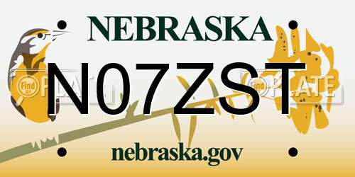 N07ZST Nebraska License Plate