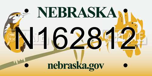 N162812 Nebraska License Plate