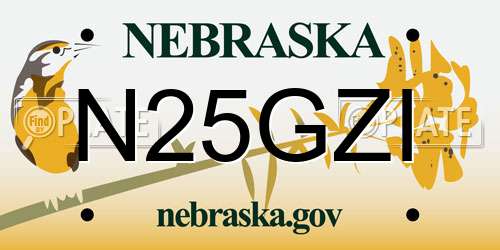N25GZI Nebraska License Plate