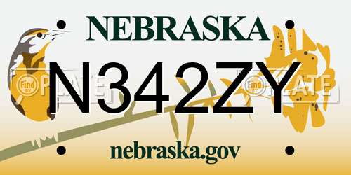 N342ZY Nebraska License Plate