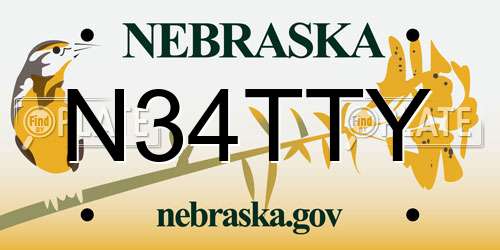 N34TTY Nebraska License Plate