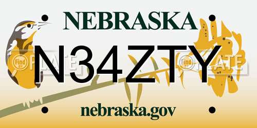 N34ZTY Nebraska License Plate