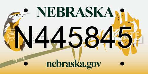 N445845 Nebraska License Plate