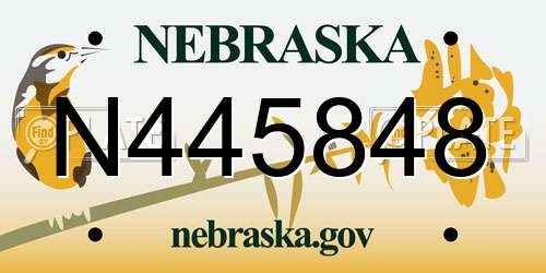 N445848 Nebraska License Plate