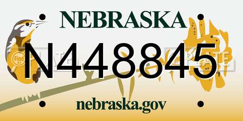 N448845 Nebraska License Plate