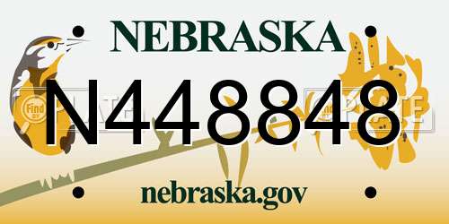 N448848 Nebraska License Plate