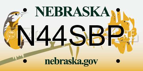 N44SBP Nebraska License Plate