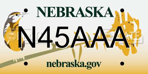 N45AAA Nebraska License Plate