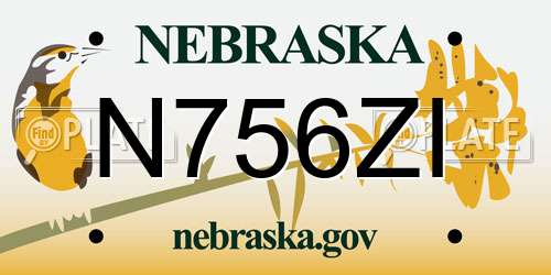 N756ZI Nebraska License Plate