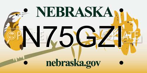 N75GZI Nebraska License Plate