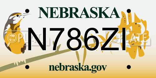 N786ZI Nebraska License Plate