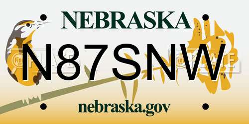 N87SNW Nebraska License Plate