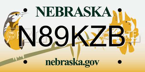 N89KZB Nebraska License Plate