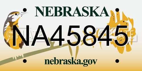 NA45845 Nebraska License Plate