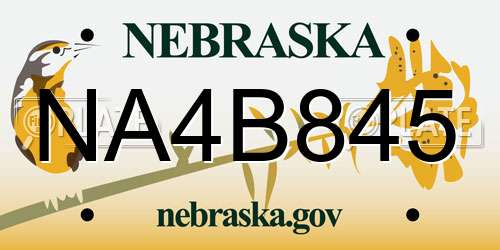 NA4B845 Nebraska License Plate