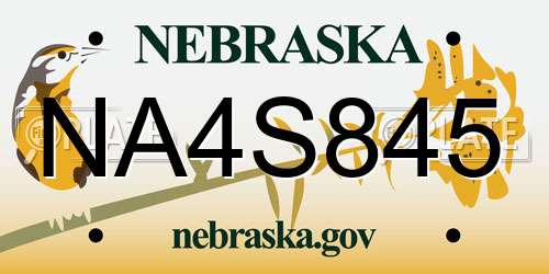 NA4S845 Nebraska License Plate