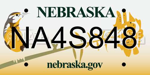 NA4S848 Nebraska License Plate