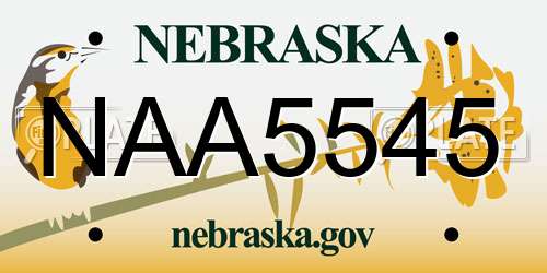 NAA5545 Nebraska License Plate
