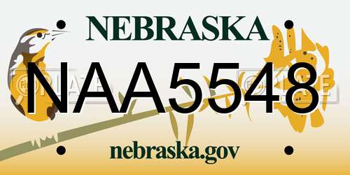 NAA5548 Nebraska License Plate