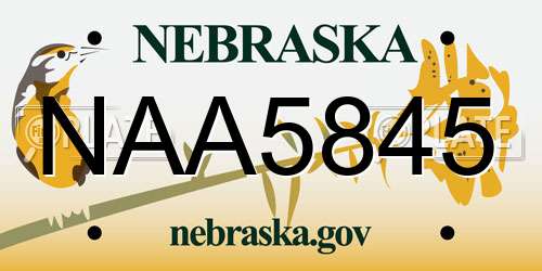 NAA5845 Nebraska License Plate