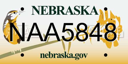 NAA5848 Nebraska License Plate