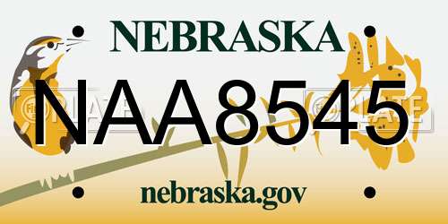 NAA8545 Nebraska License Plate