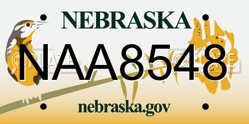 NAA8548 Nebraska License Plate