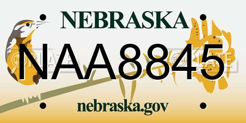 NAA8845 Nebraska License Plate