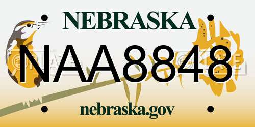 NAA8848 Nebraska License Plate
