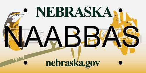 NAABBAS Nebraska License Plate