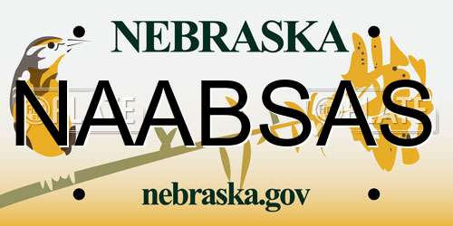 NAABSAS Nebraska License Plate