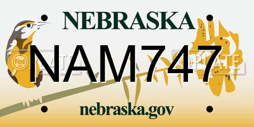 NAM747 Nebraska License Plate