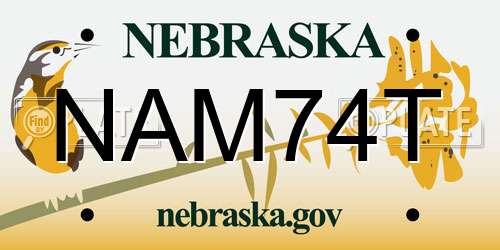 NAM74T Nebraska License Plate