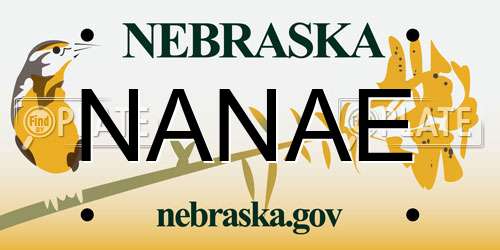 NANAE Nebraska License Plate
