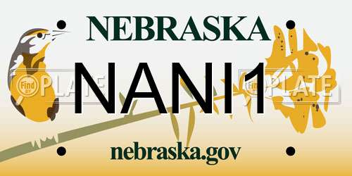 NANI1 Nebraska License Plate