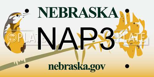 NAP3 Nebraska License Plate