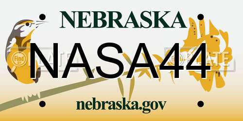 NASA44 Nebraska License Plate