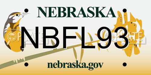 NBFL93 Nebraska License Plate