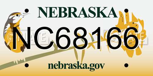 NC68166 Nebraska License Plate