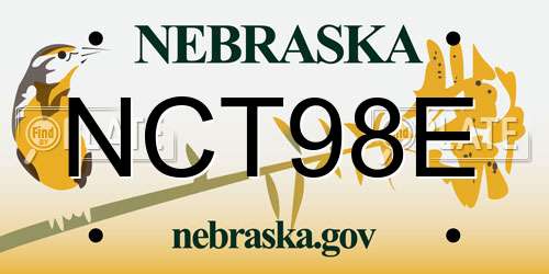 NCT98E Nebraska License Plate