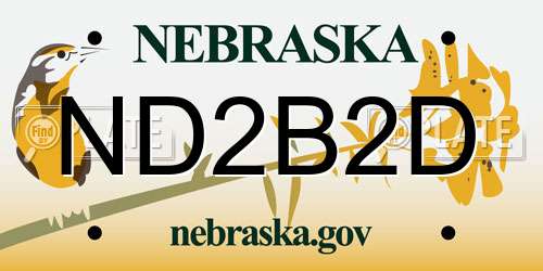 ND2B2D Nebraska License Plate