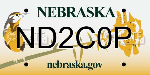 ND2C0P Nebraska License Plate