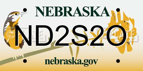 ND2S2O Nebraska License Plate