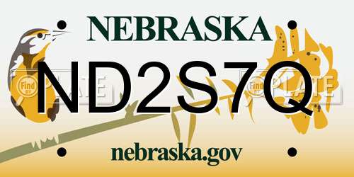 ND2S7Q Nebraska License Plate